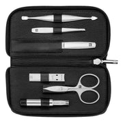 Manicure set, 6 pieces, Black Leather