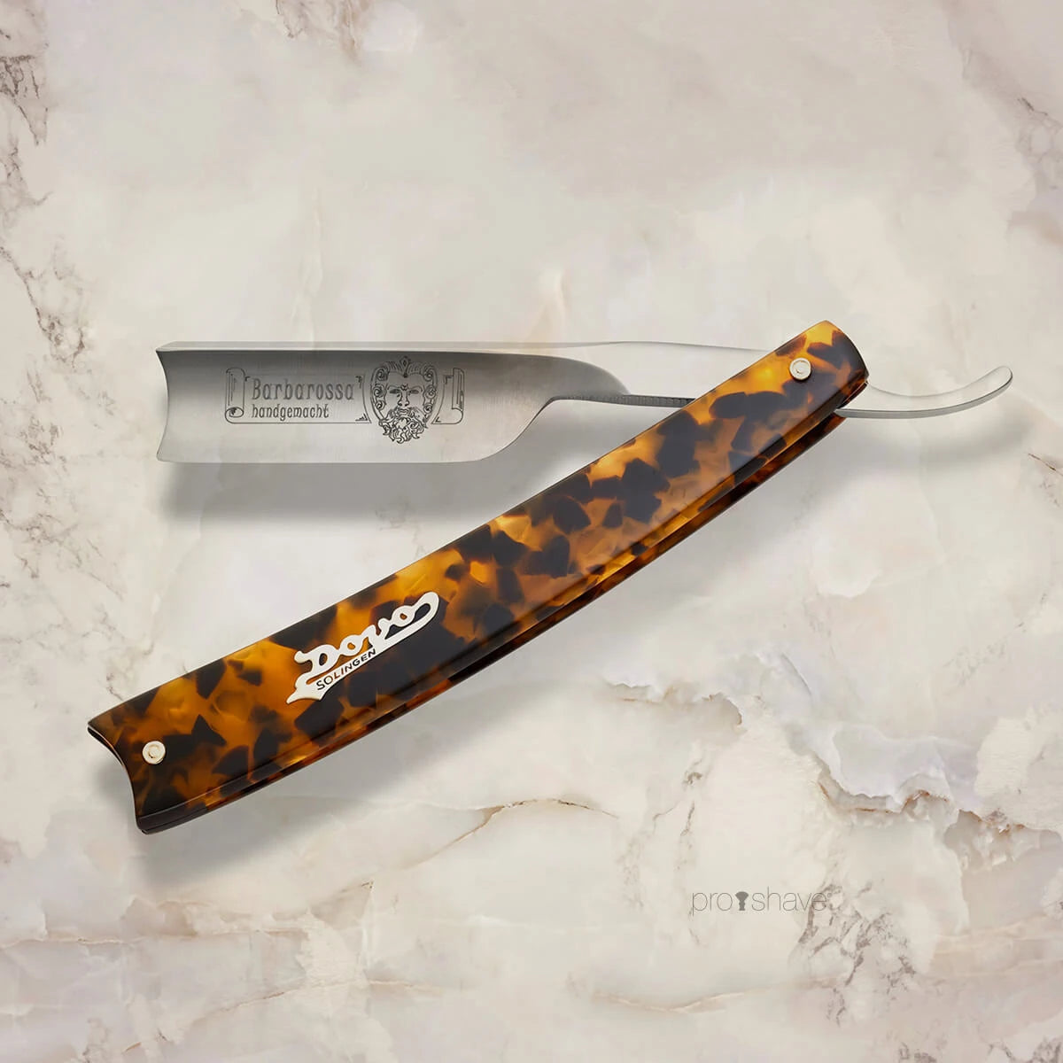 Straight Razor 5/8, Spanish point, Barbarossa, Short, Imit. Turtle shield
