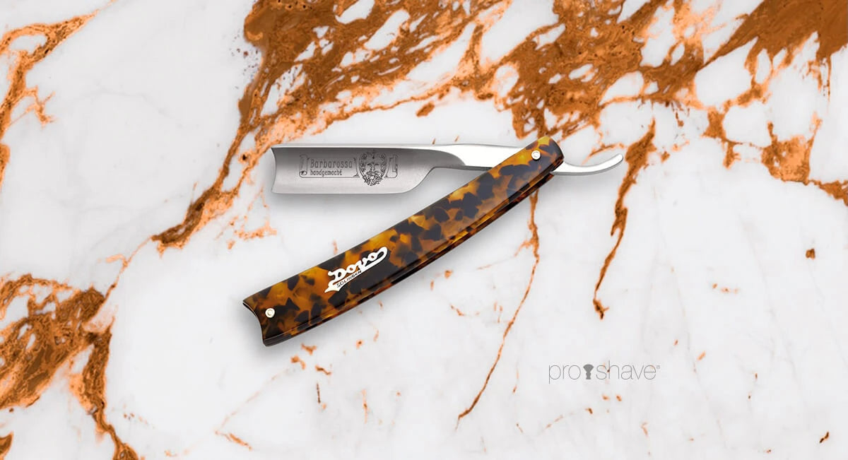 Straight Razor 5/8, Spanish point, Barbarossa, Short, Imit. Turtle shield