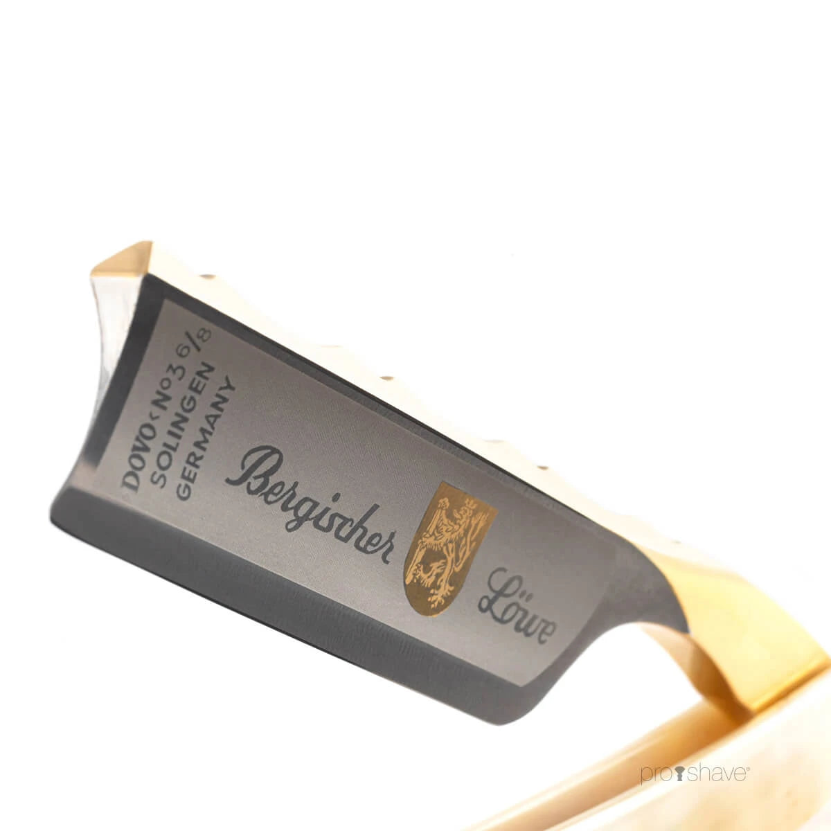 Straight Razor 6/8, Spanish point, Bergischer Löwe, Horn