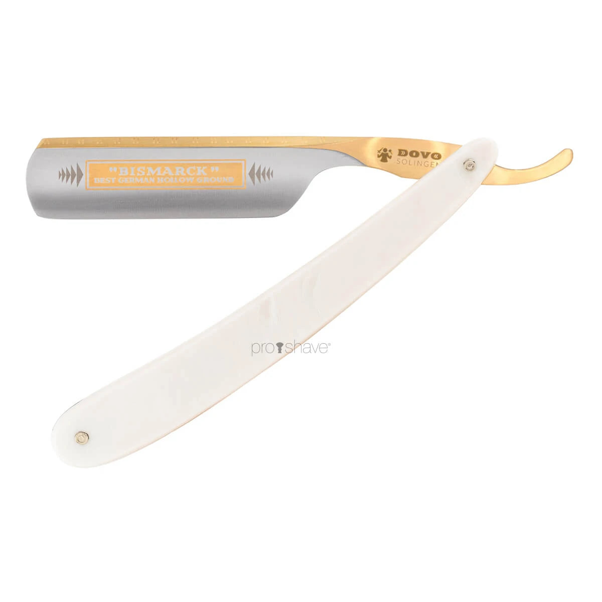 Straight Razor 6/8, Round nose, Bismarck, Mother of Pearl