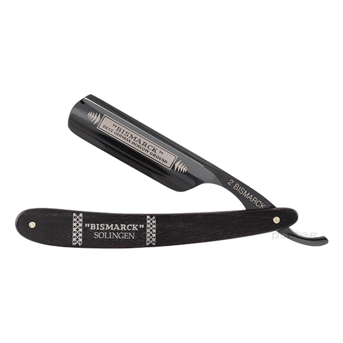 Straight Razor 6/8, Round nose, Bismarck, Black & Ebony