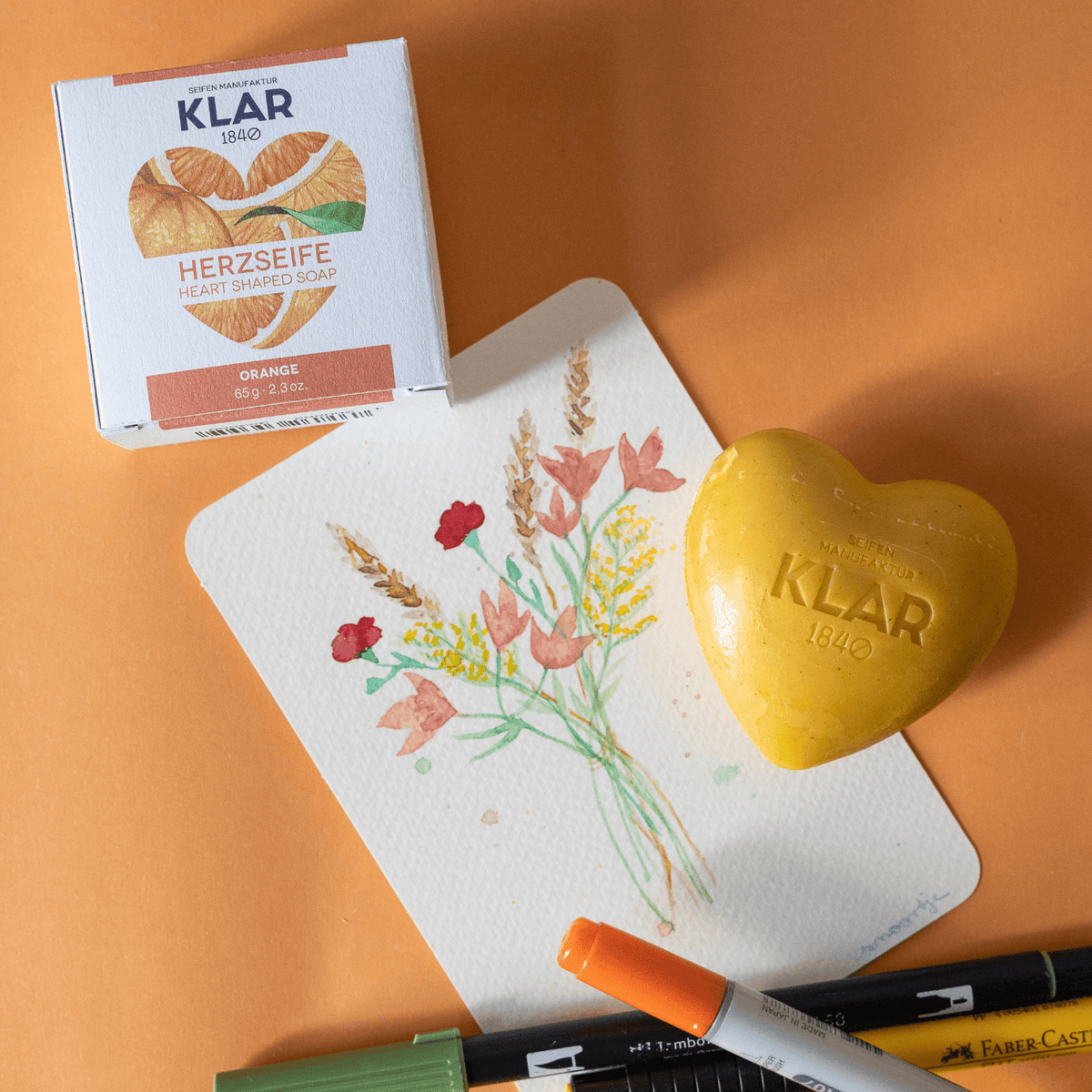 Heart-shaped soap, Orange, 65 gr.