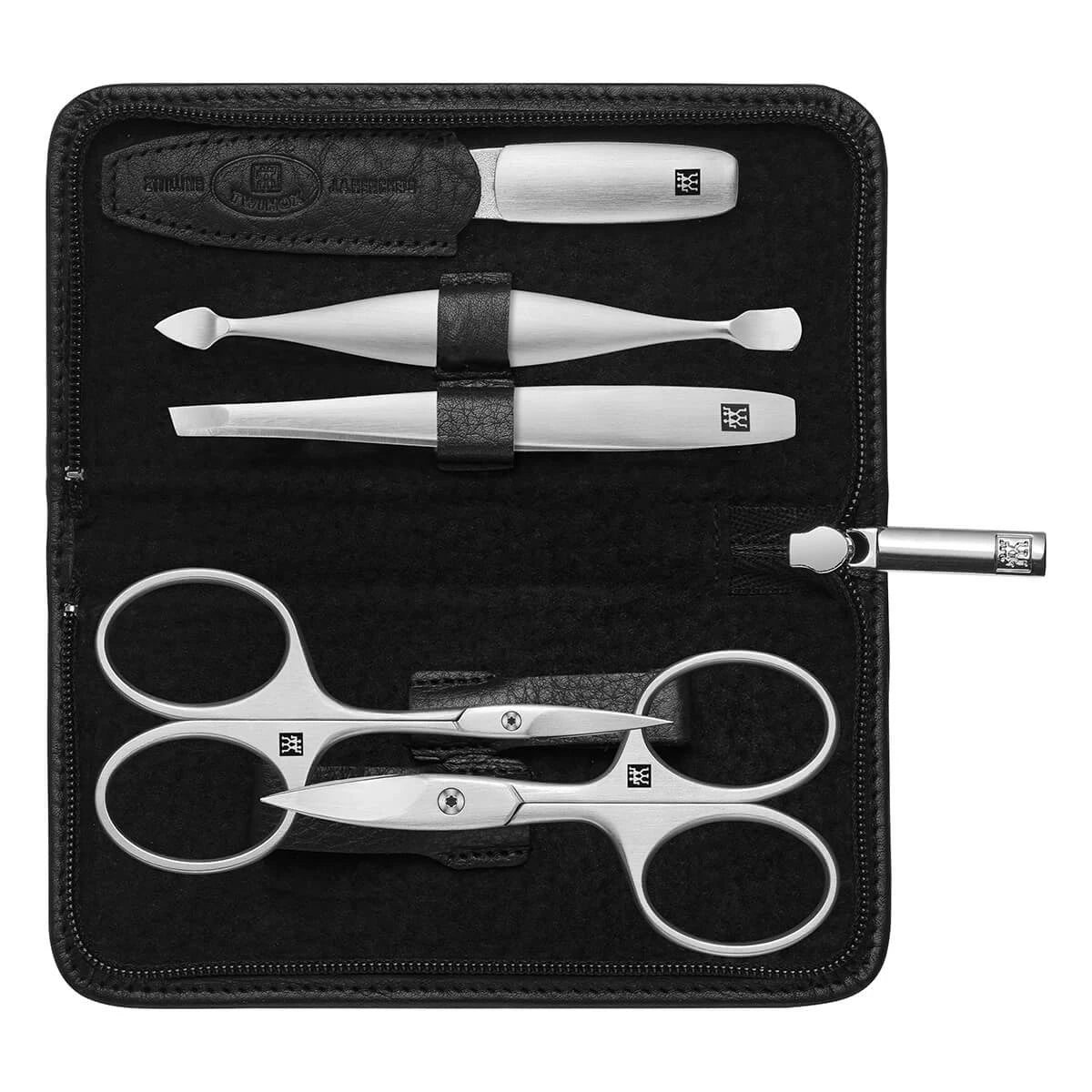 Manicure set, 5 pieces, Black Leather