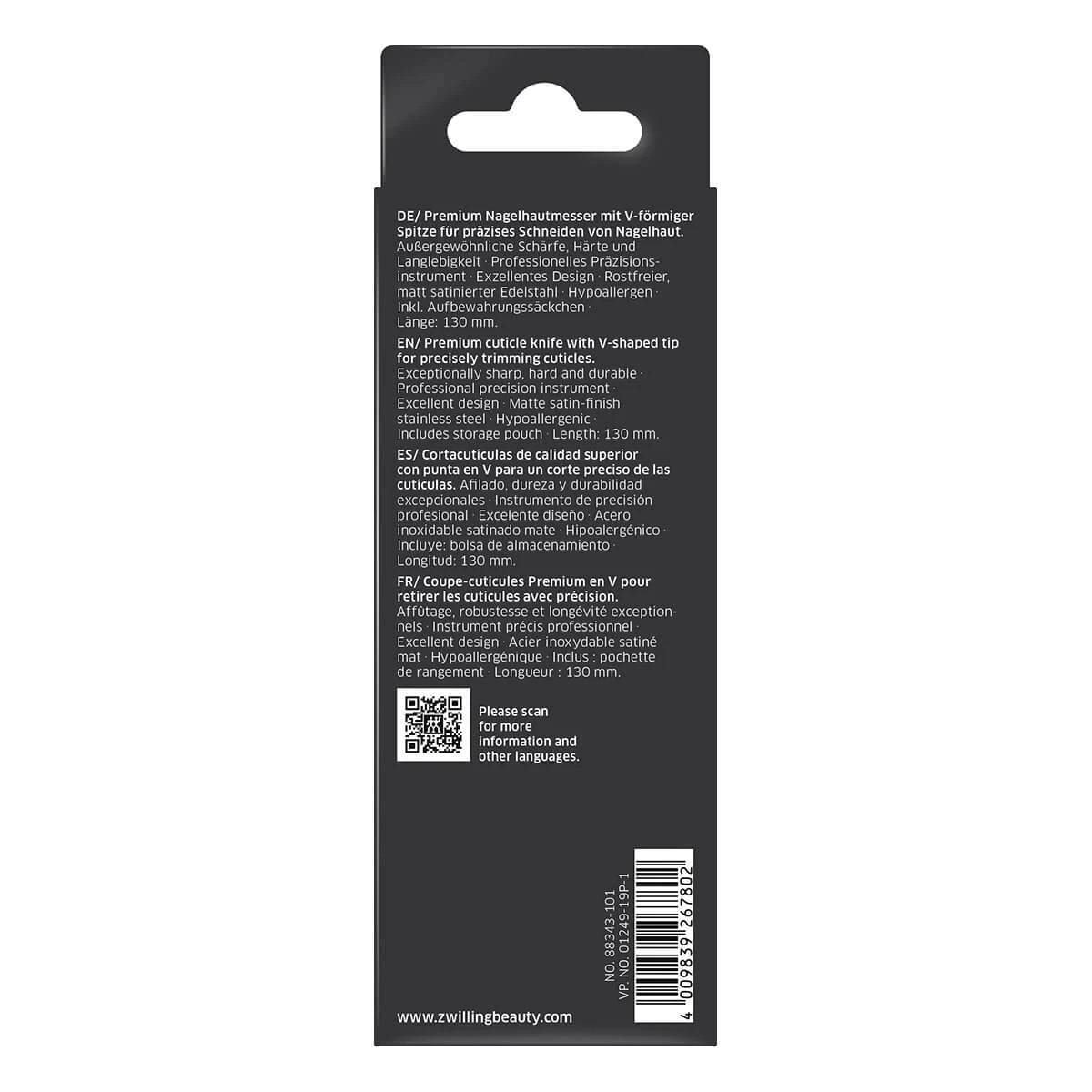 Cuticle knife, V-shaped