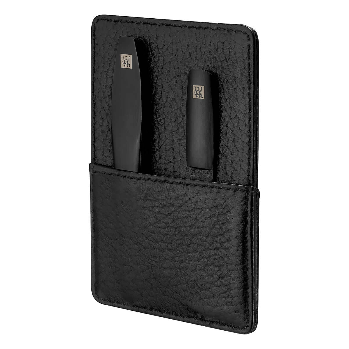 Manicure set, 3 pieces, Black, Black Leather