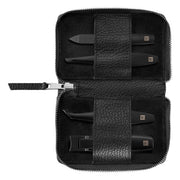 Manicure set, 4 pieces, Black, Black Leather