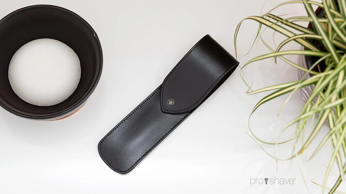 Leather case for Straight Razor, Black
