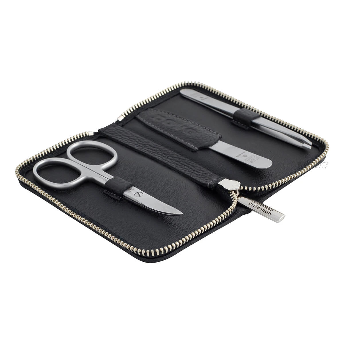 Manicure set with 3 pieces, Black leather