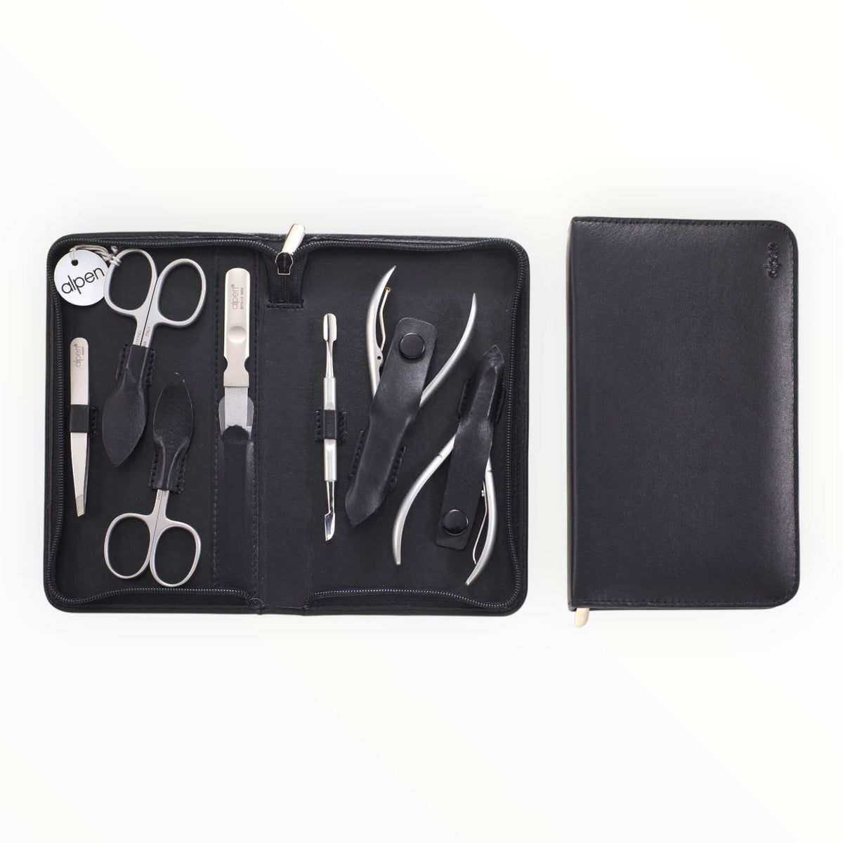 Manicure Set no. 6825, 7 pieces, Black Leather Case