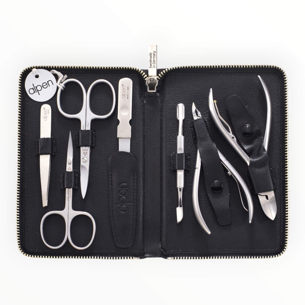 Manicure Set no. 6845, 7 pieces, Black Leather Case