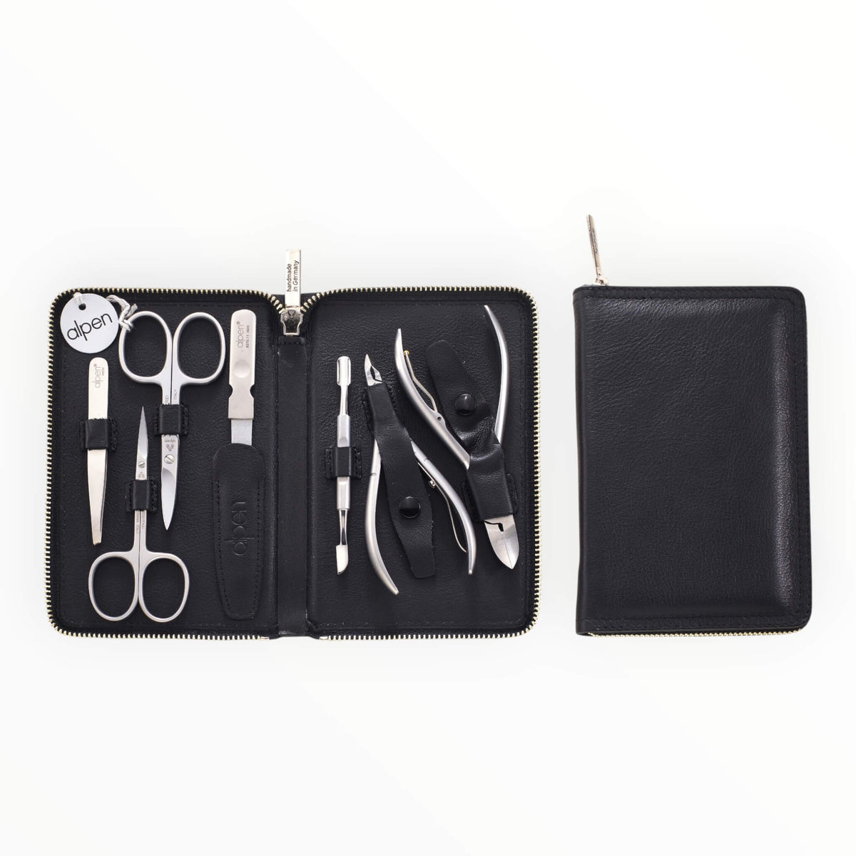 Manicure Set no. 6845, 7 pieces, Black Leather Case