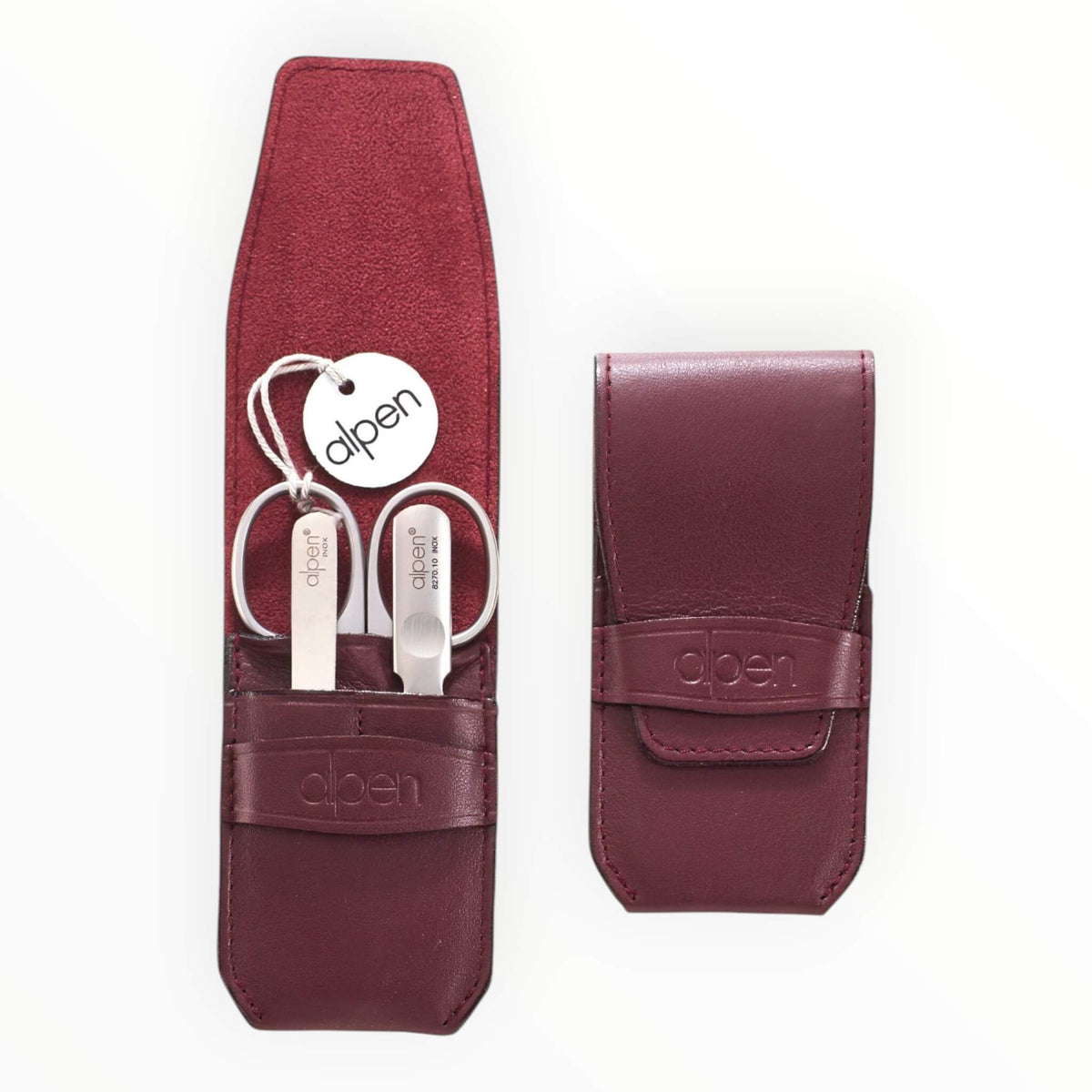 Manicure Set no. 6871, 3 pieces, Bordeaux Leather Case