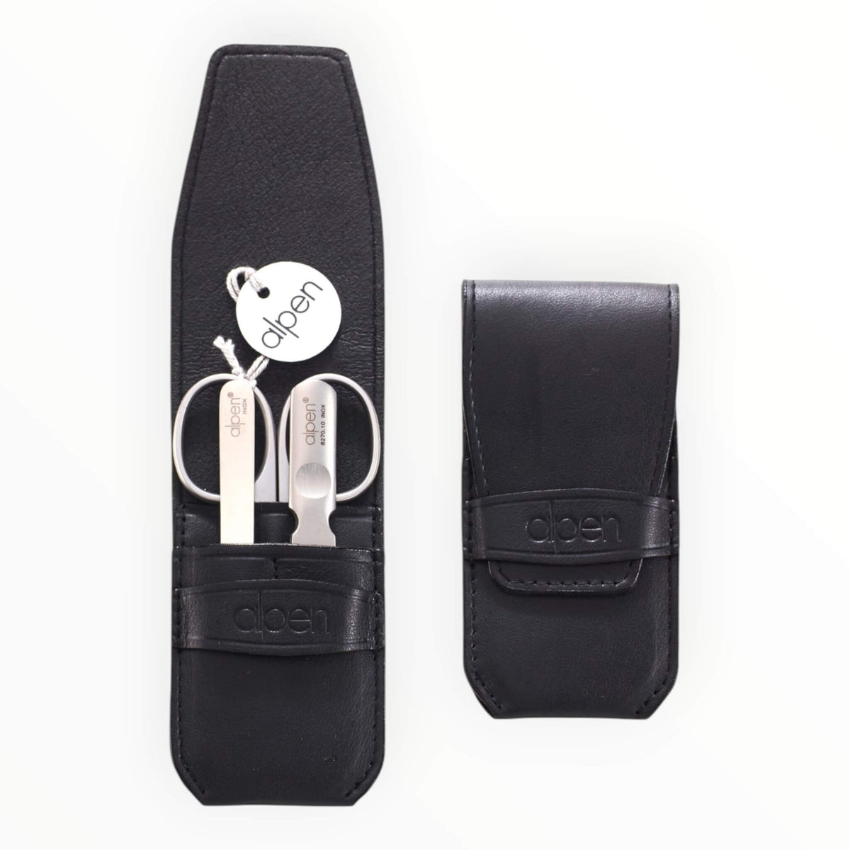 Manicure Set no. 6871, 3 pieces, Black Leather Case