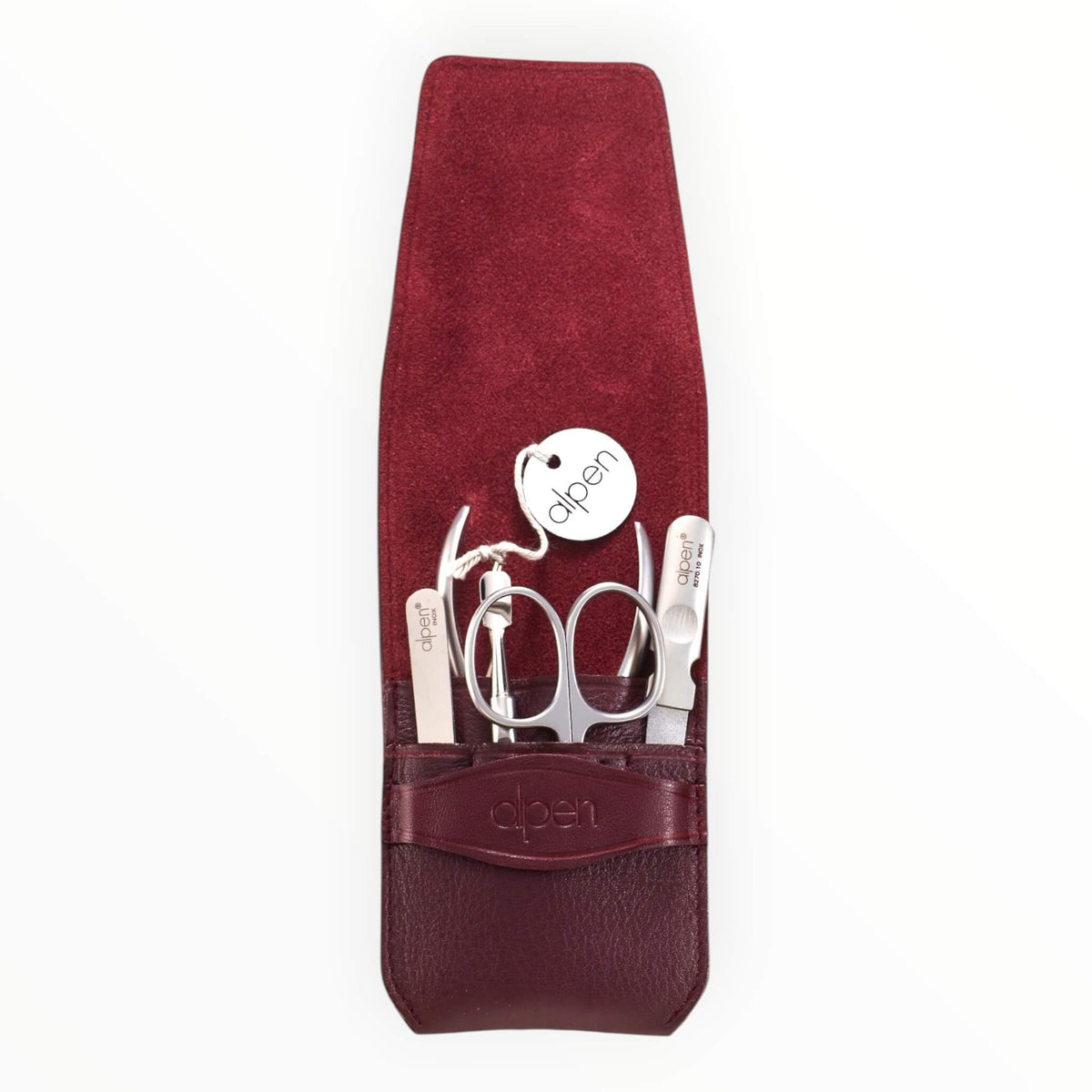 Manicure Set no. 6874, 5 pieces, Bordeaux Leather Case