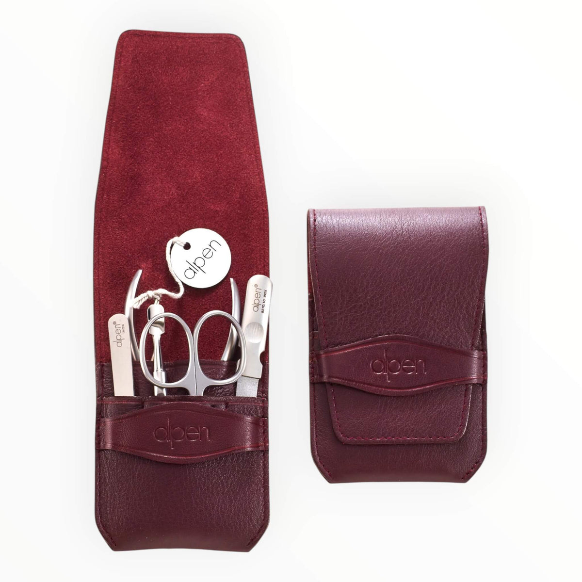 Manicure Set no. 6874, 5 pieces, Bordeaux Leather Case