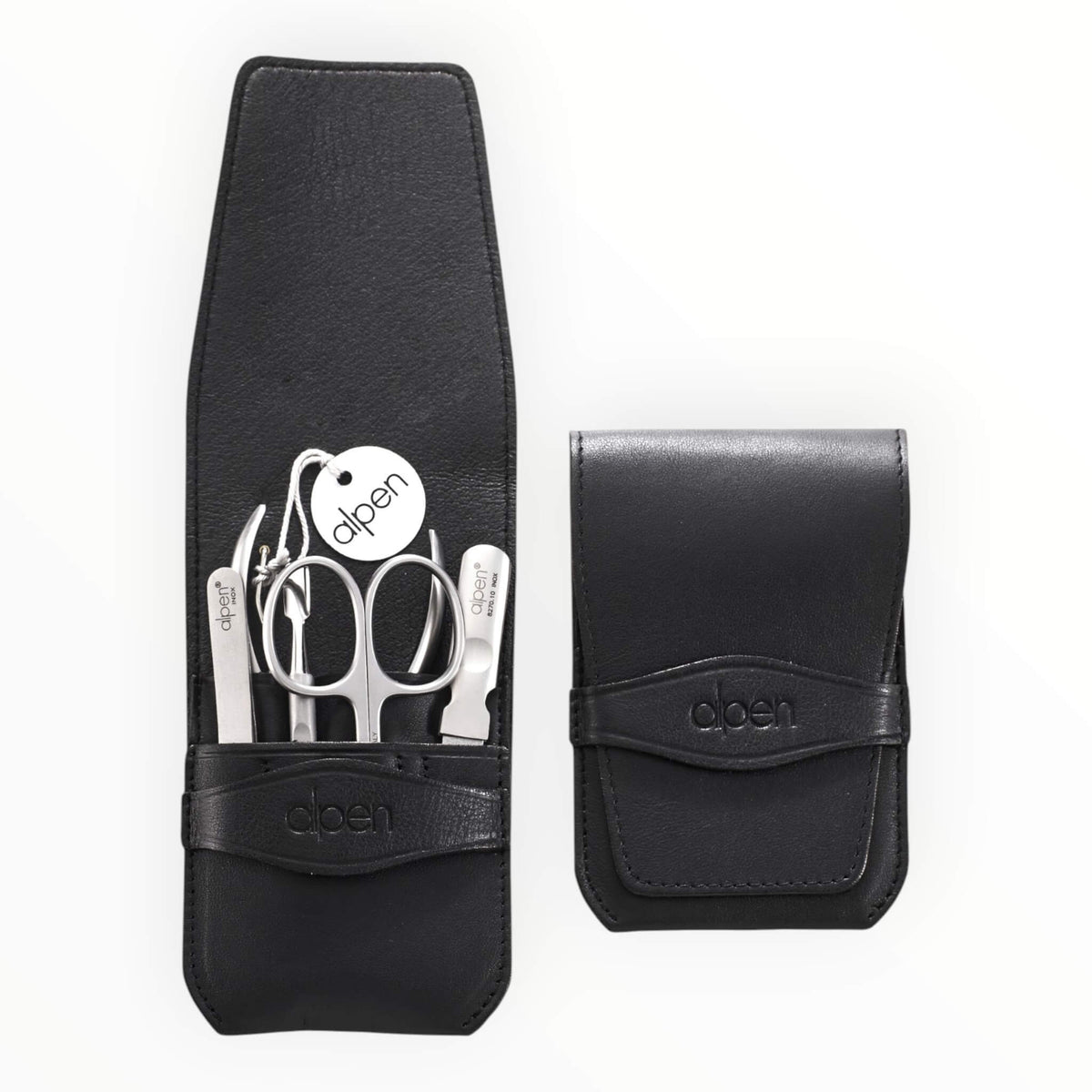 Manicure Set no. 6874, 5 pieces, Black Leather Case