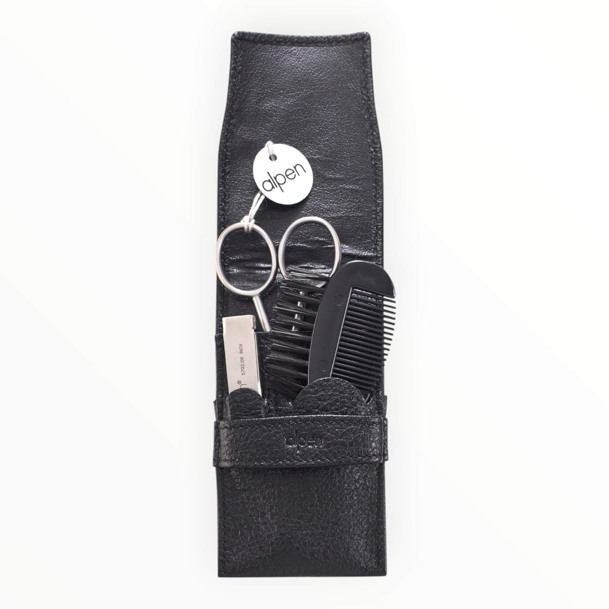 Grooming Set no. 6893, 3 pieces, Black Leather Case