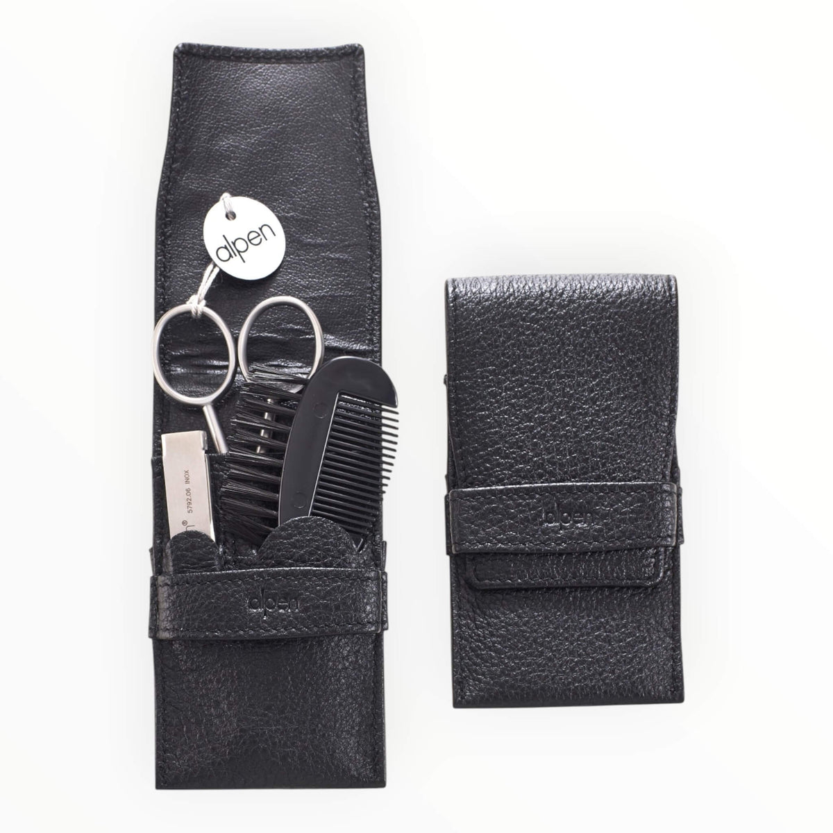 Grooming Set no. 6893, 3 pieces, Black Leather Case
