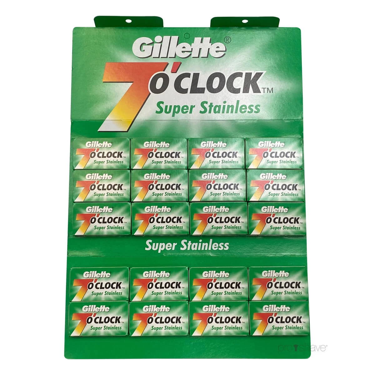 7 O'Clock Super Stainless DE-Barber Blades, Green, 1 Bar, 20x5 pcs (100 pcs)