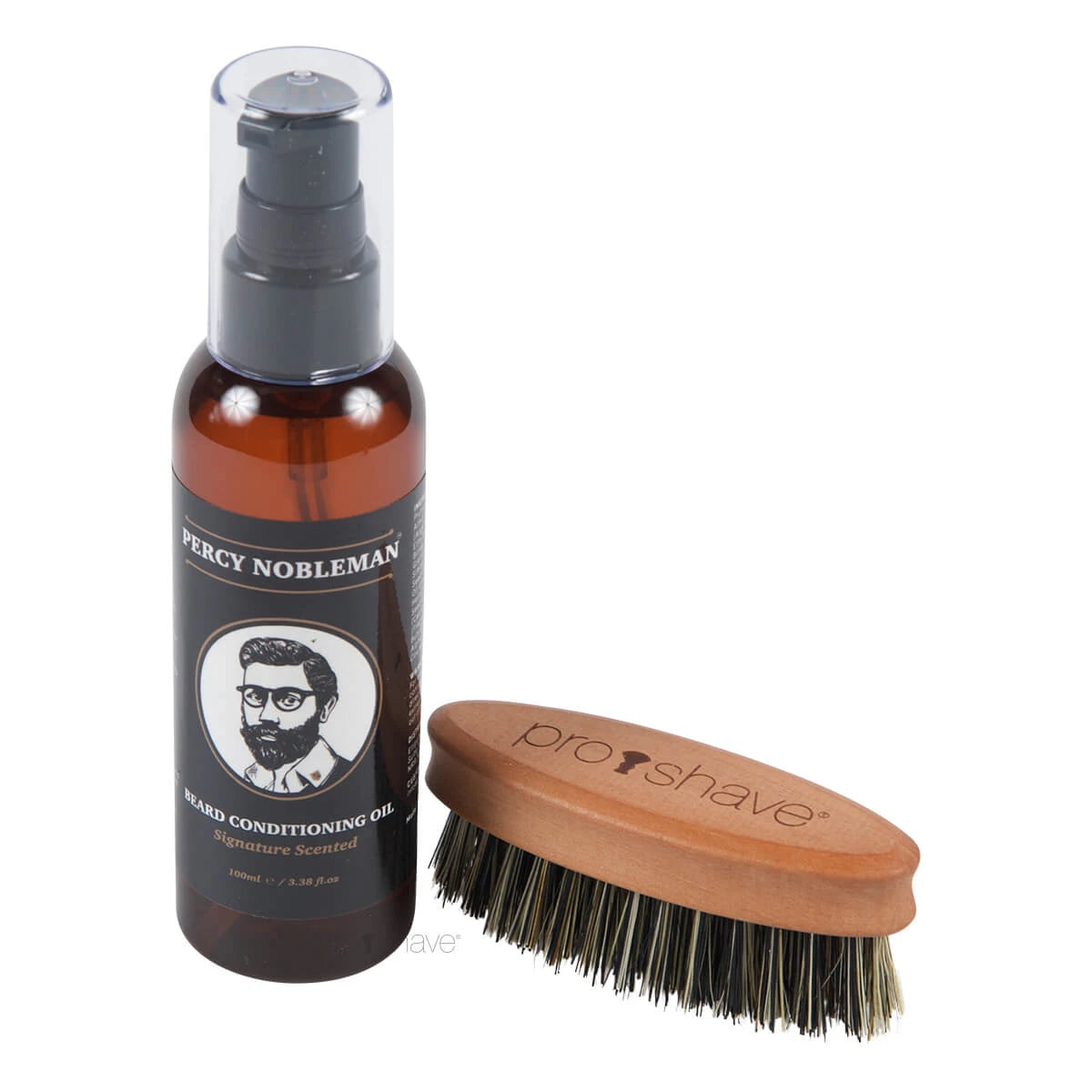 Beard set with Beard Brush (Fibre) and Percy Nobleman Beard Oil (Scented)