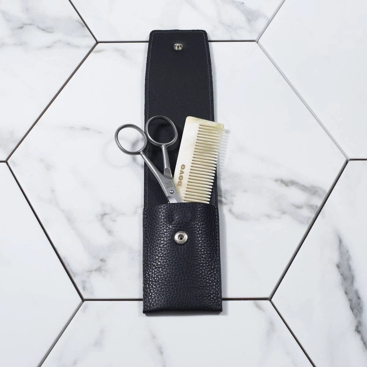 Beard & Grooming Set with 2 pieces, Black leather