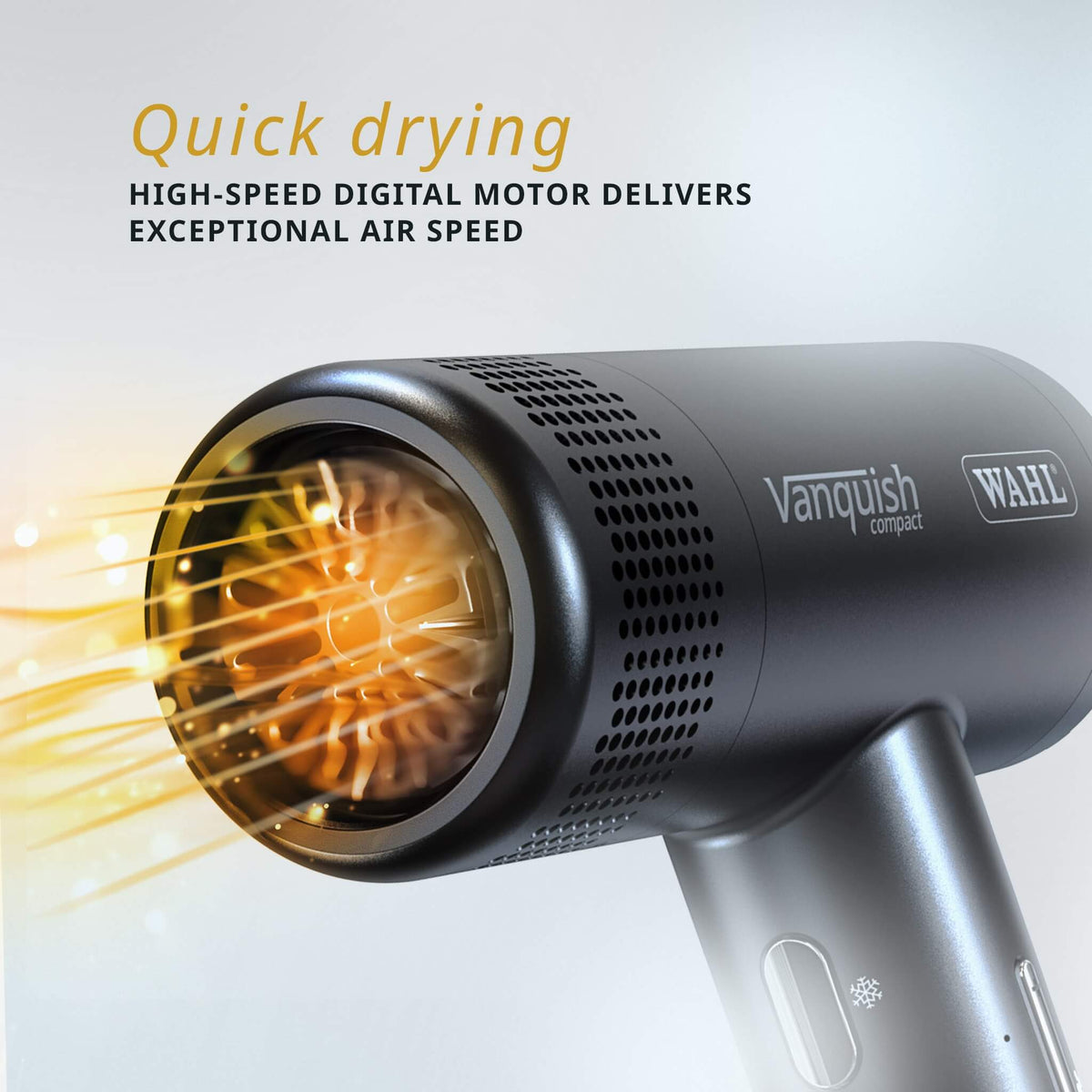 Vanquish Hair Dryer, Compact, 1600W, Black