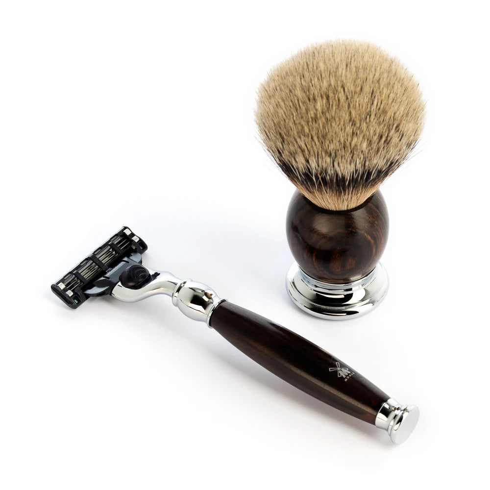 Shaving kit with Shaver, Fibre Shaving Brush and Holder, Sophist, Ironwood