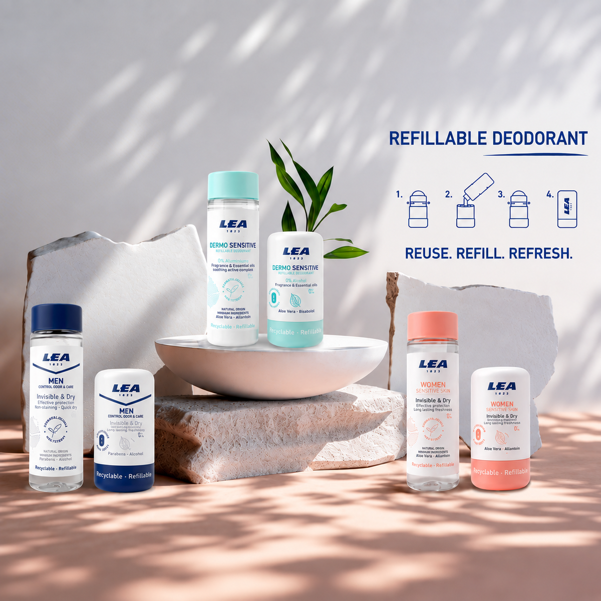 Gift Set with Refillable Roll-On Deodorant + Refill, Dermo Sensitive