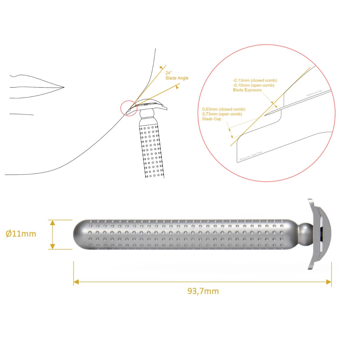 Masamune DE razor, Closed Comb, Titanium
