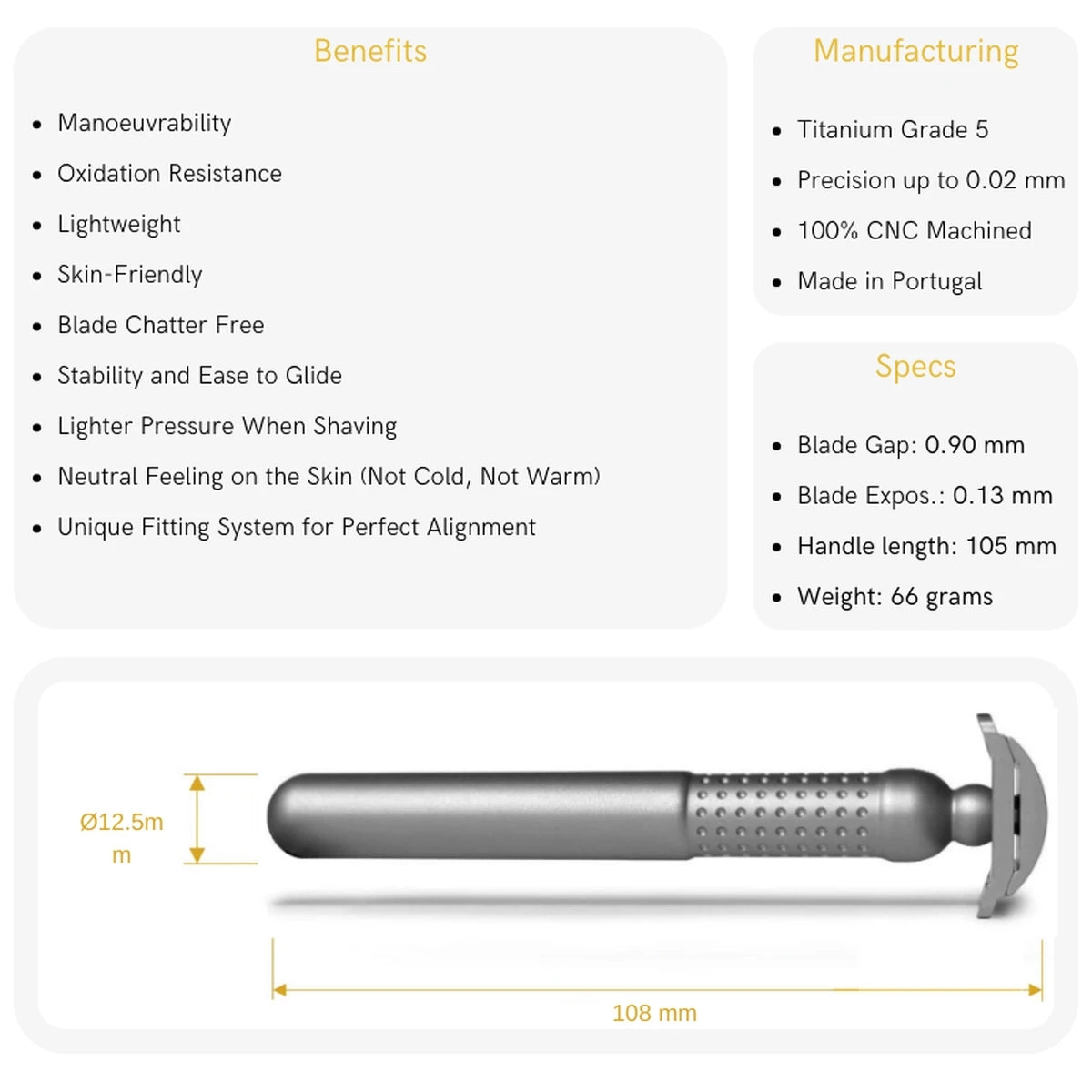 Masamune Nodachi DE razor, Open Comb, Titanium