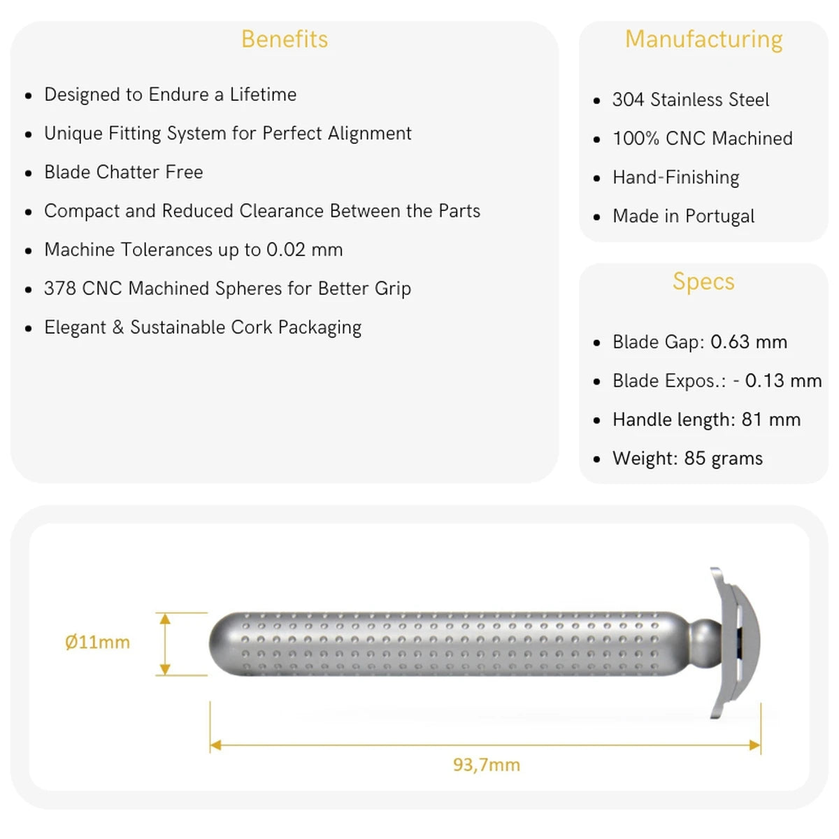 Masamune DE razor, Closed Comb, Stainless steel - Dark