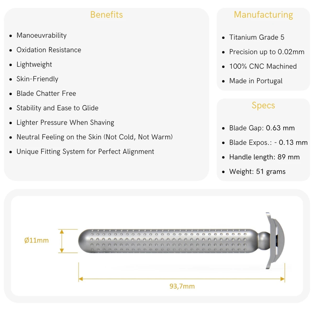 Masamune DE razor, Open Comb, Titanium