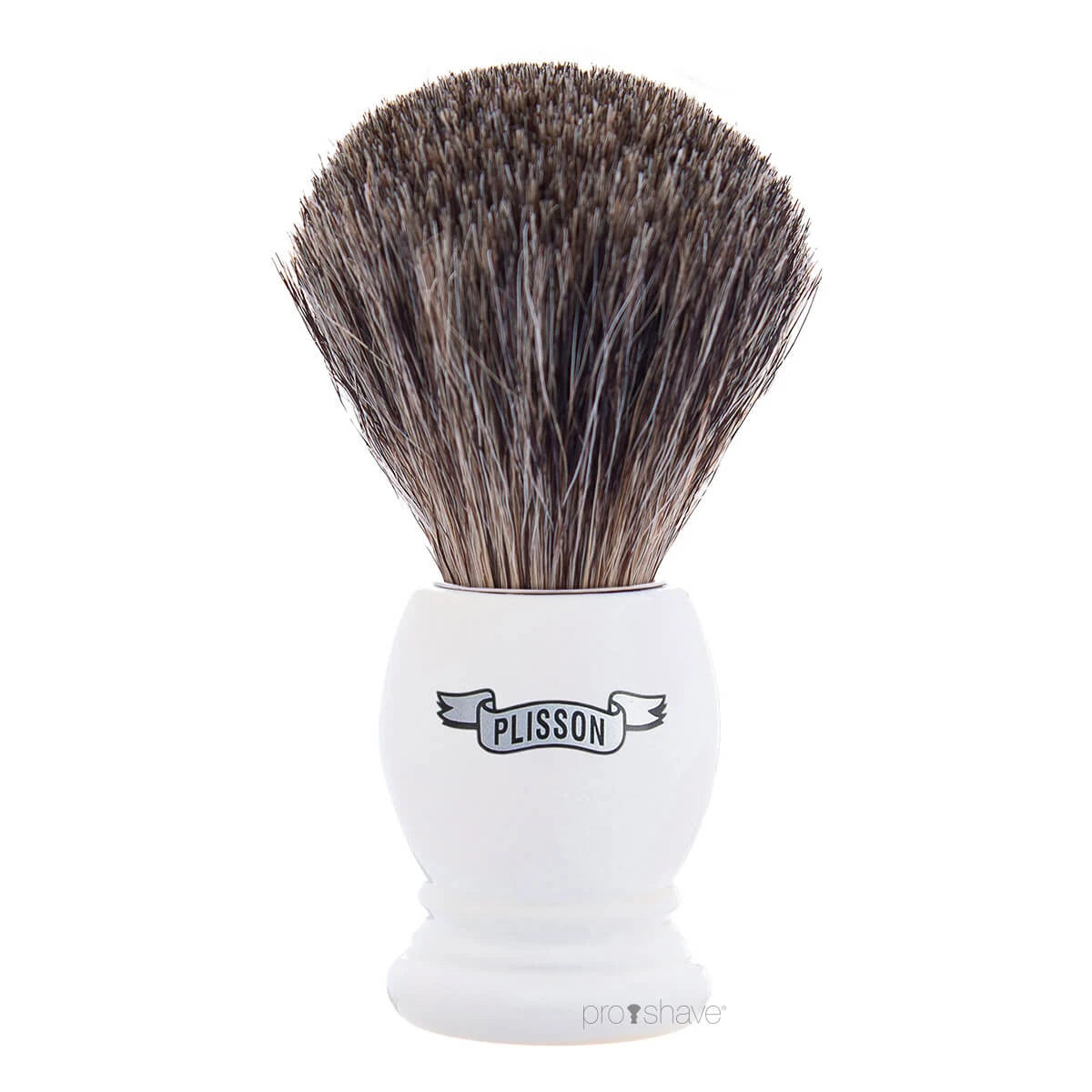 Starter set with Russian Grey Badger Shaving Brush, Holder and Porcelain Bowl with Shaving Soap, White