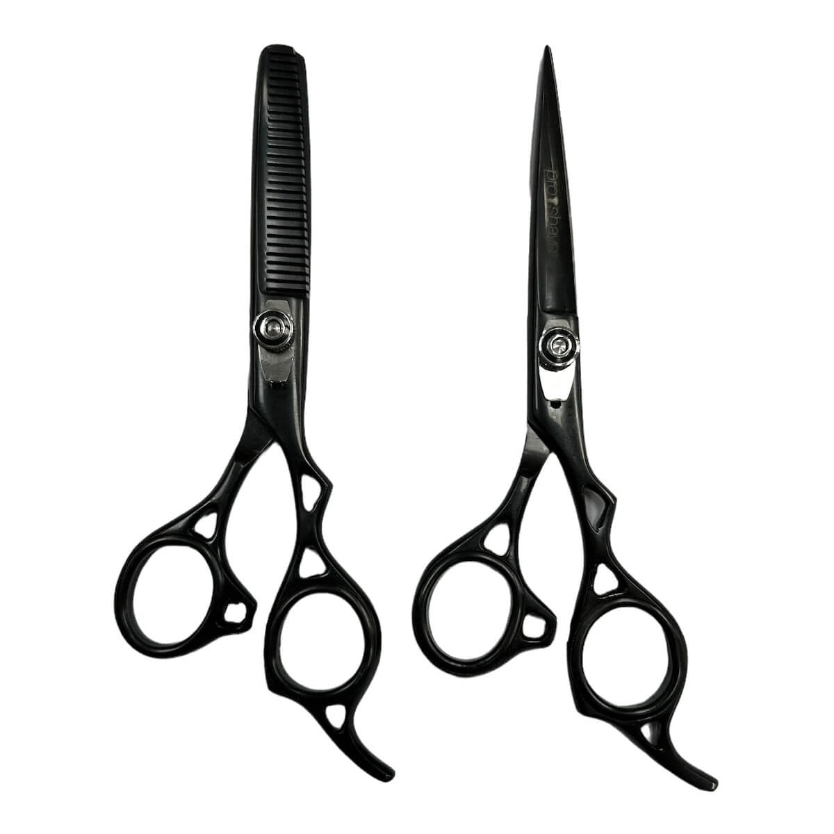 Hairdressing Scissors, Set of Hairdressing Scissors and Thinning Scissors, Black