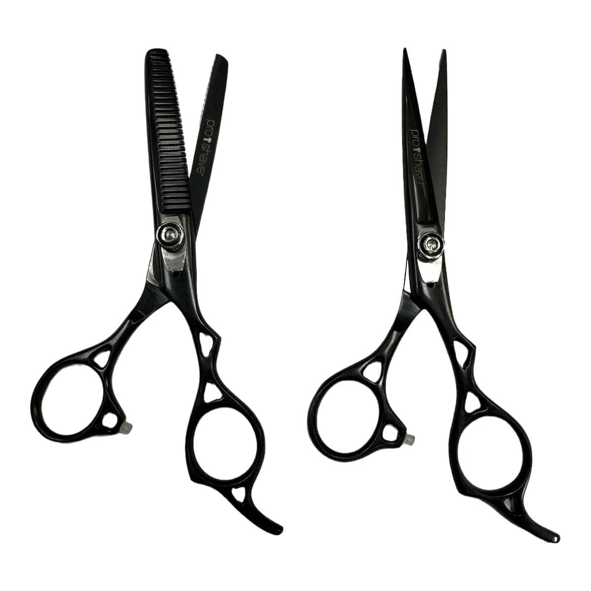 Hairdressing Scissors, Set of Hairdressing Scissors and Thinning Scissors, Black