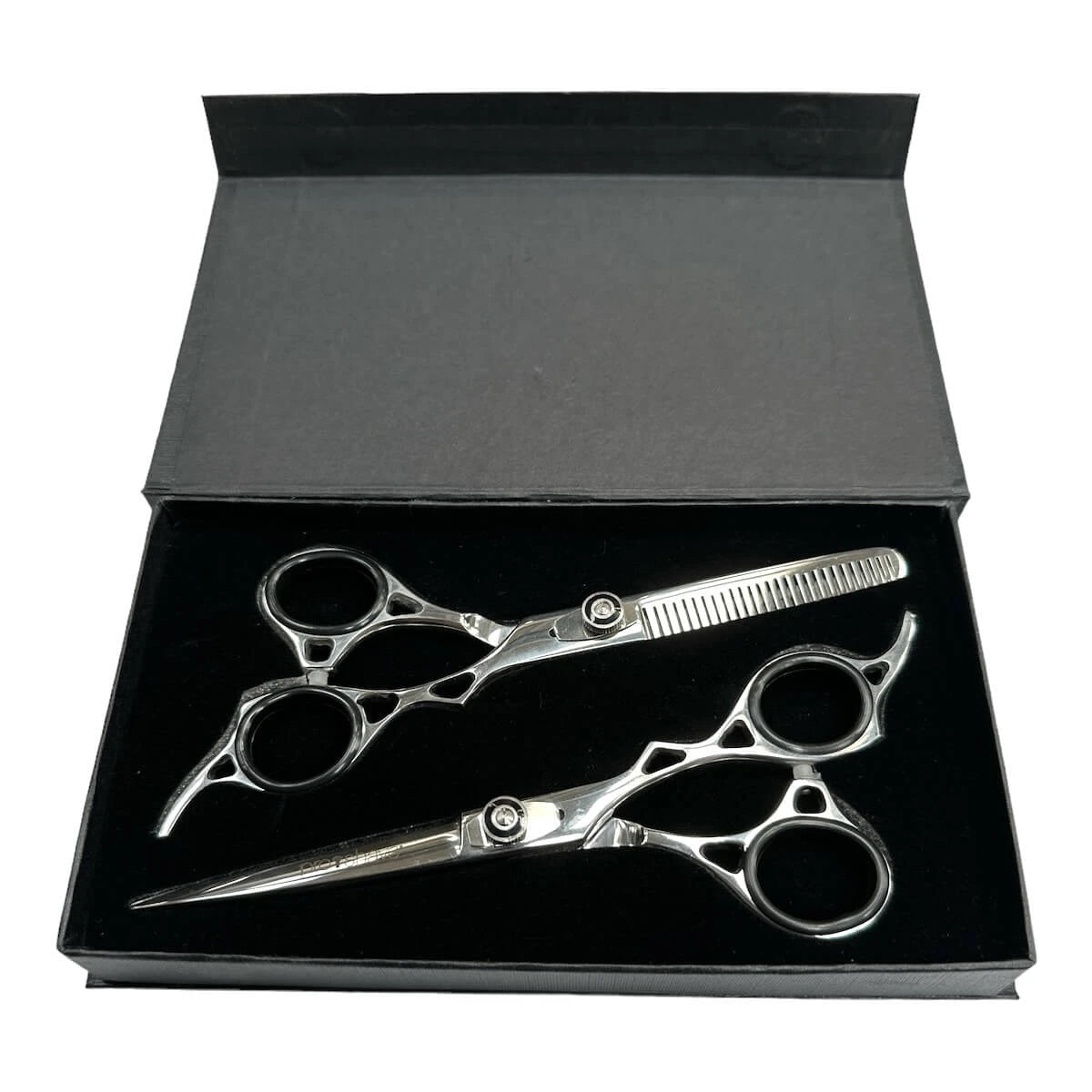 Hairdressing Scissors, Set of Hairdressing Scissors and Thinning Scissors, Chrome