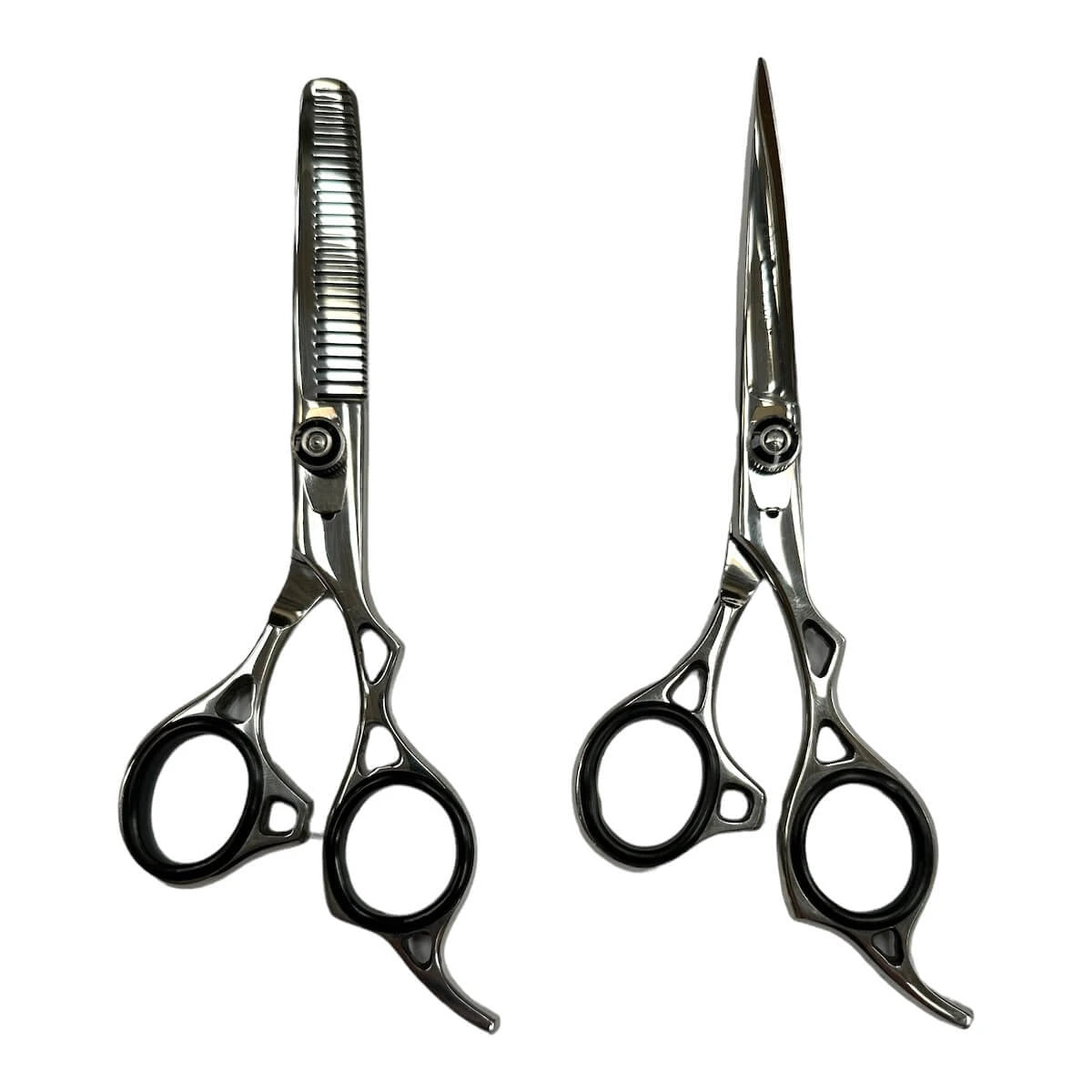 Hairdressing Scissors, Set of Hairdressing Scissors and Thinning Scissors, Chrome