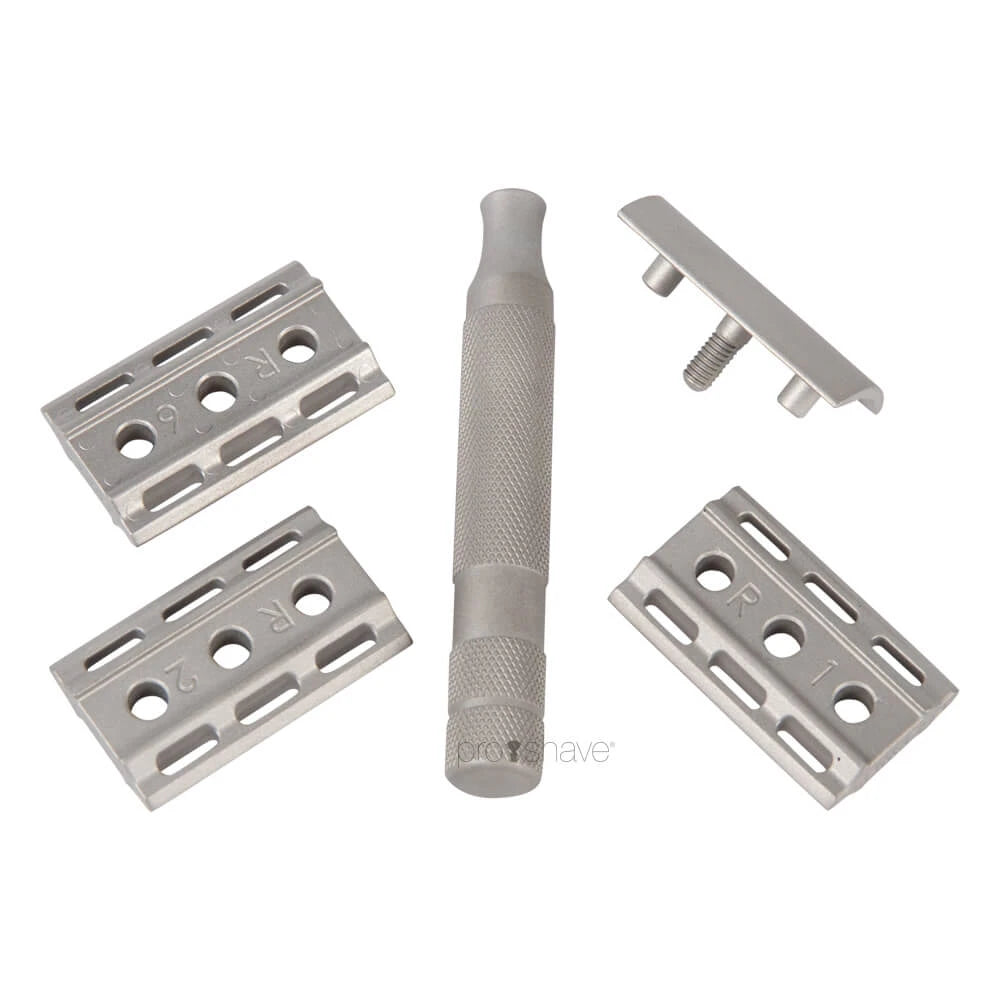 6S Adjustable DE razor, Stainless steel