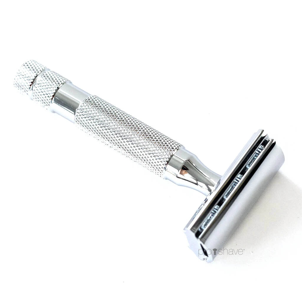 6C Adjustable DE razor, White Chrome