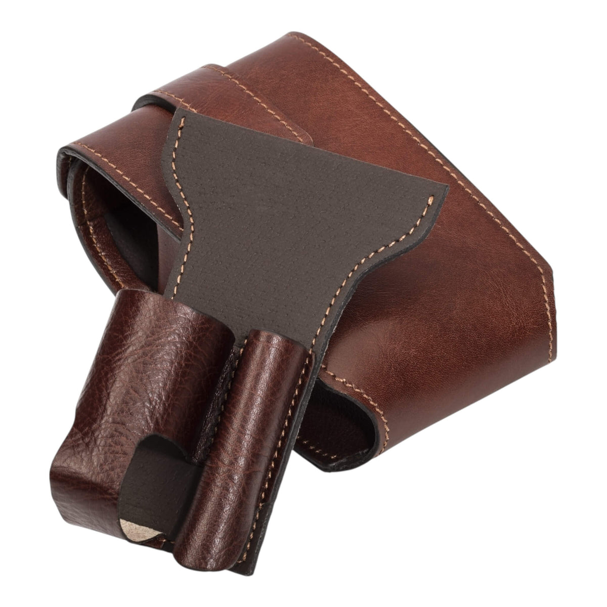 Travel case for Shaver and brush, Brown leather