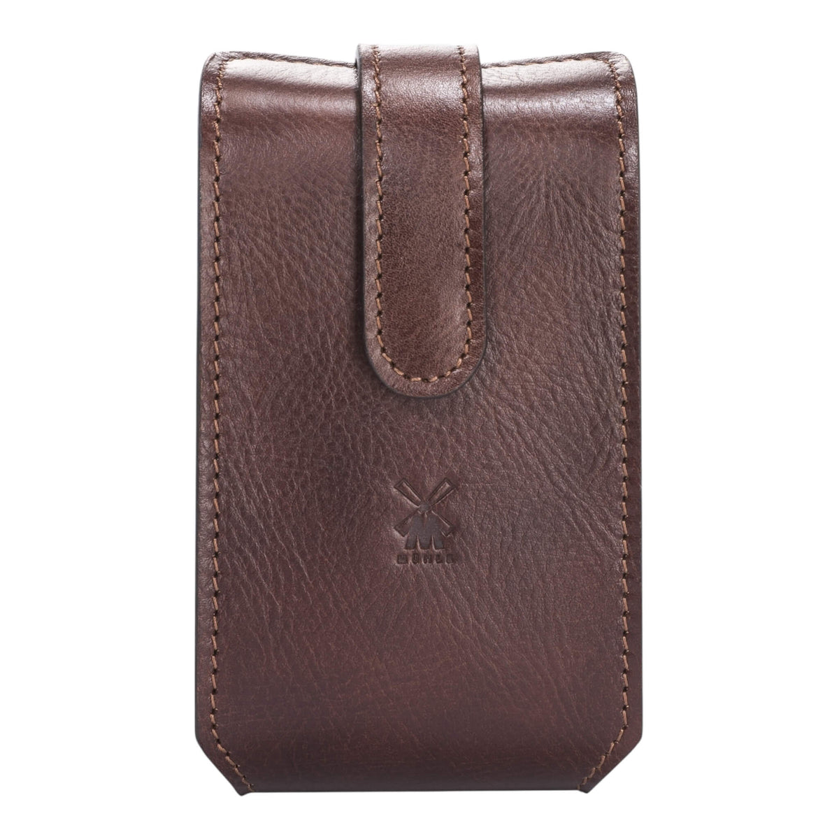 Travel case for Shaver and brush, Brown leather