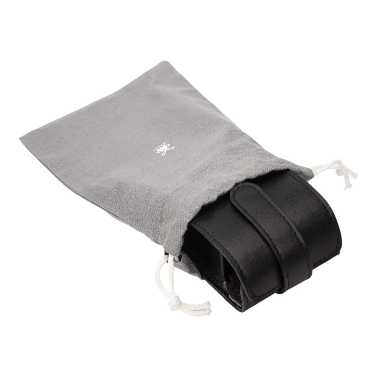Travel set with DE razor and Brush, Black leather
