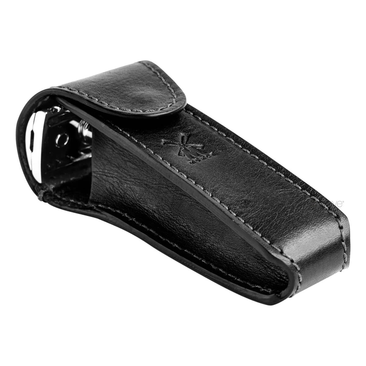 Leather case for DE razor, Black