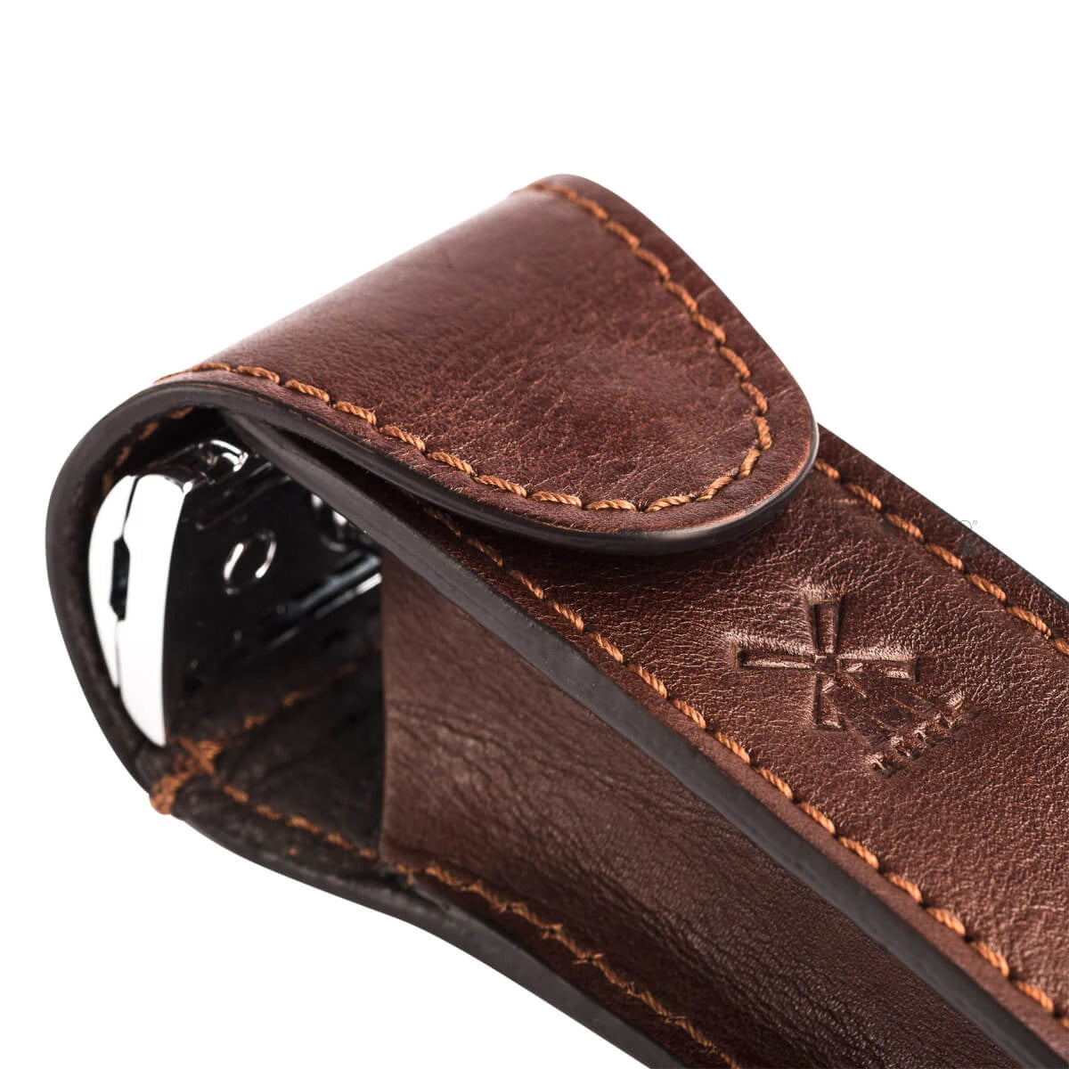 Leather case for DE razor, Brown