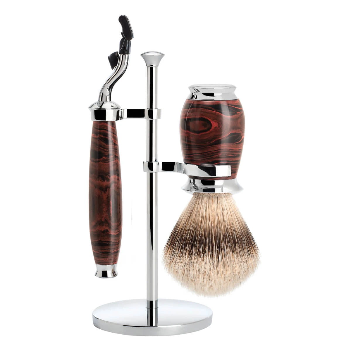 Shaving kit with Mach3 Shaver, Shaving Brush and Holder, Purist, Ebonite