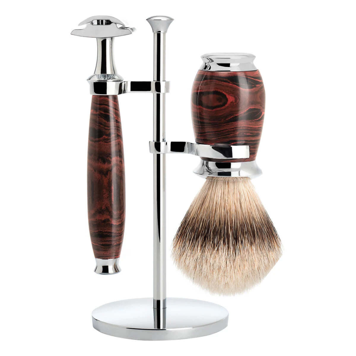 Shaving kit with DE razor, Shaving Brush and Holder, Purist, Ebonite