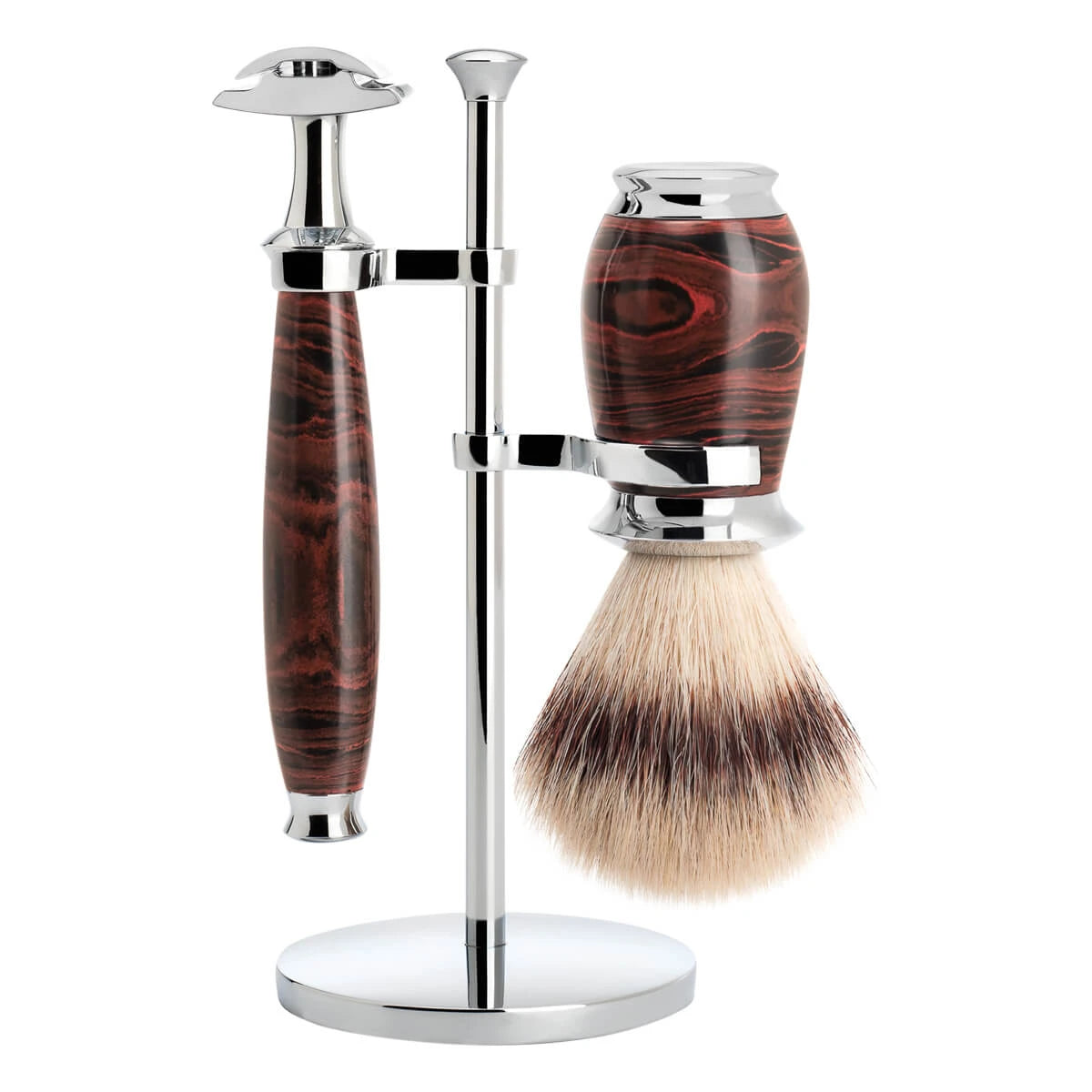 Shaving kit with DE razor, Silvertip Fibre® Shaving Brush and Holder, Purist, Ebonite