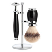 Shaving kit with DE razor, Shaving Brush and Holder, Purist, Black Resin