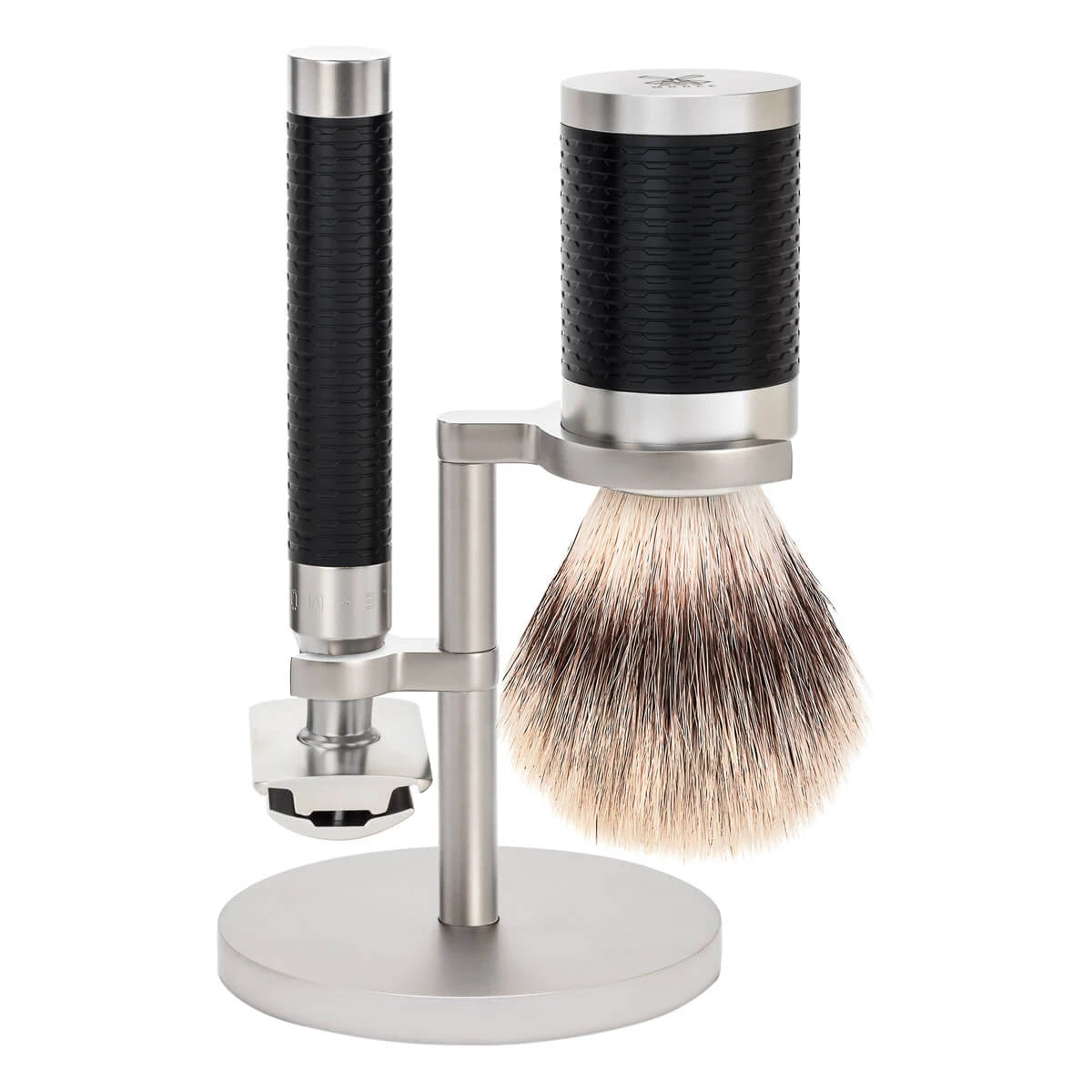 Shaving kit with DE razor, Fibre Shaving Brush and Holder, Rocca, Stainless steel